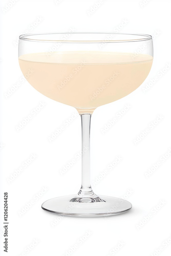 Pink Lady cocktail in a coupe glass shown in front view with a white transparent background Pink Lady cocktail in a coupe glass shown in front view with a white transparent background