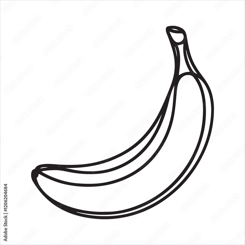 Single one line Banana art vector silhouette on white background
Single one line Banana art vector silhouette on white background