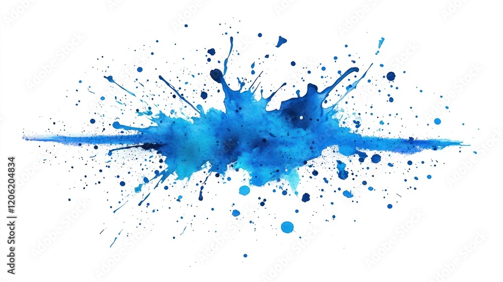 Fototapeta premium Abstract blue watercolor splatters on white background