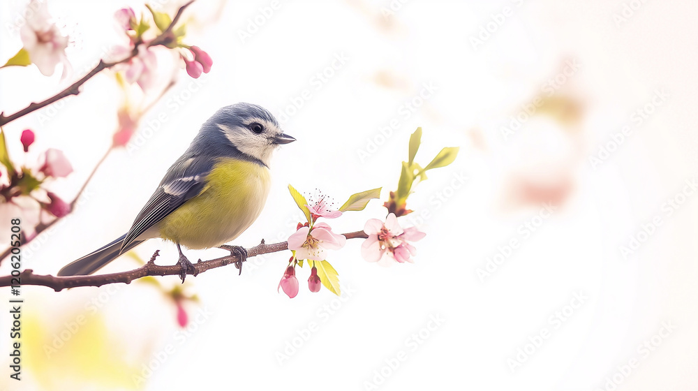 Bluetit in springtime isolated on a white background Bluetit in springtime isolated on a white background