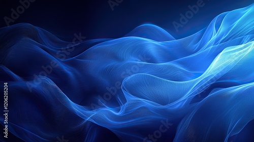 Wallpaper Mural Blue abstract waves flow, dark background, digital art, website banner. Torontodigital.ca