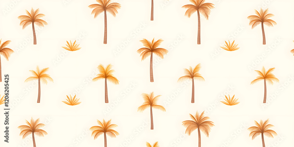 Tropical palm tree pattern on a beige background. Perfect for summer designs, textiles, and wallpapers. Tropical palm tree pattern on a beige background. Perfect for summer designs, textiles, and wallpapers.