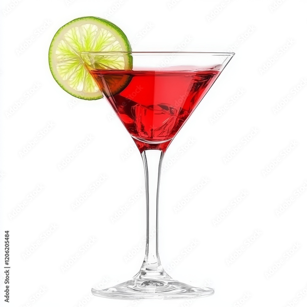 Image of a cosmopolitan cocktail on a white background, png Image of a cosmopolitan cocktail on a white background, png