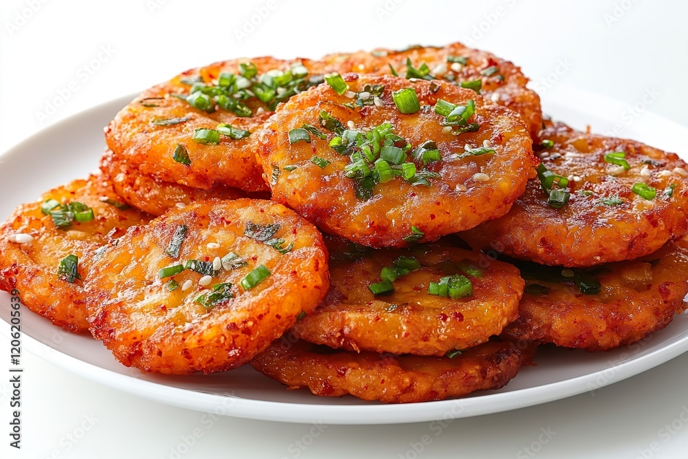 It is a dish made by mixing pancake powder and potato powder into balls on a white plate and frying or baking them in oil. It is a dish made by mixing pancake powder and potato powder into balls on a white plate and frying or baking them in oil.