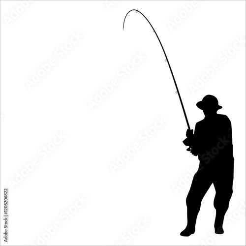 fisherman hunting fish vector illustration