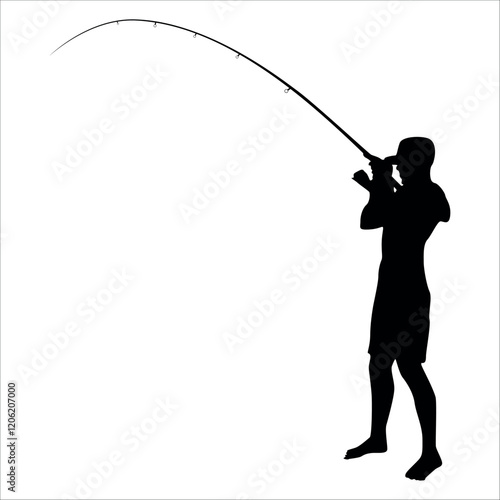 fisherman hunting fish vector illustration