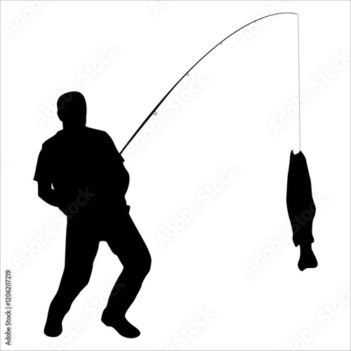 fisherman hunting fish vector illustration