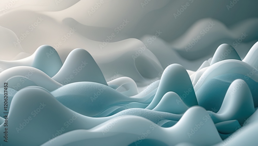 Obraz premium Serene Abstract Landscape with Soft Blue and White Shapes