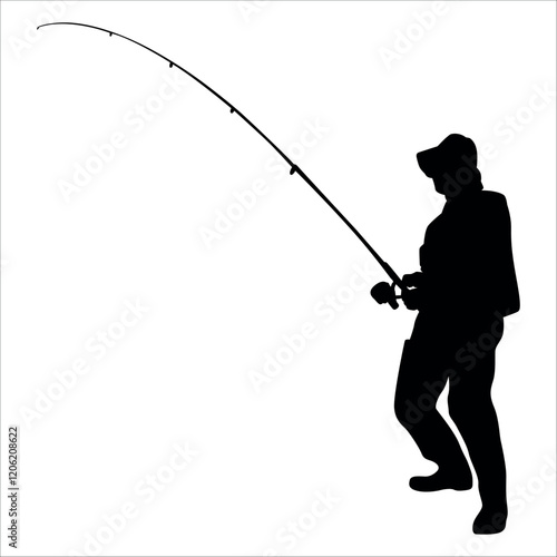 fisherman hunting fish vector illustration