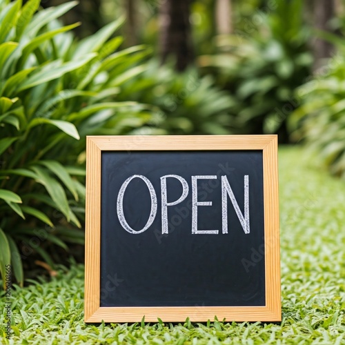 A cozy chalkboard sign reading 