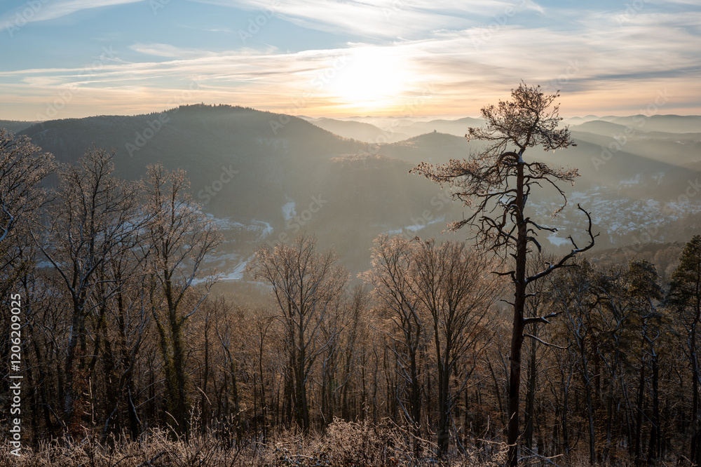 sunset in the mountains of Pfalz Germany sunset in the mountains of Pfalz Germany