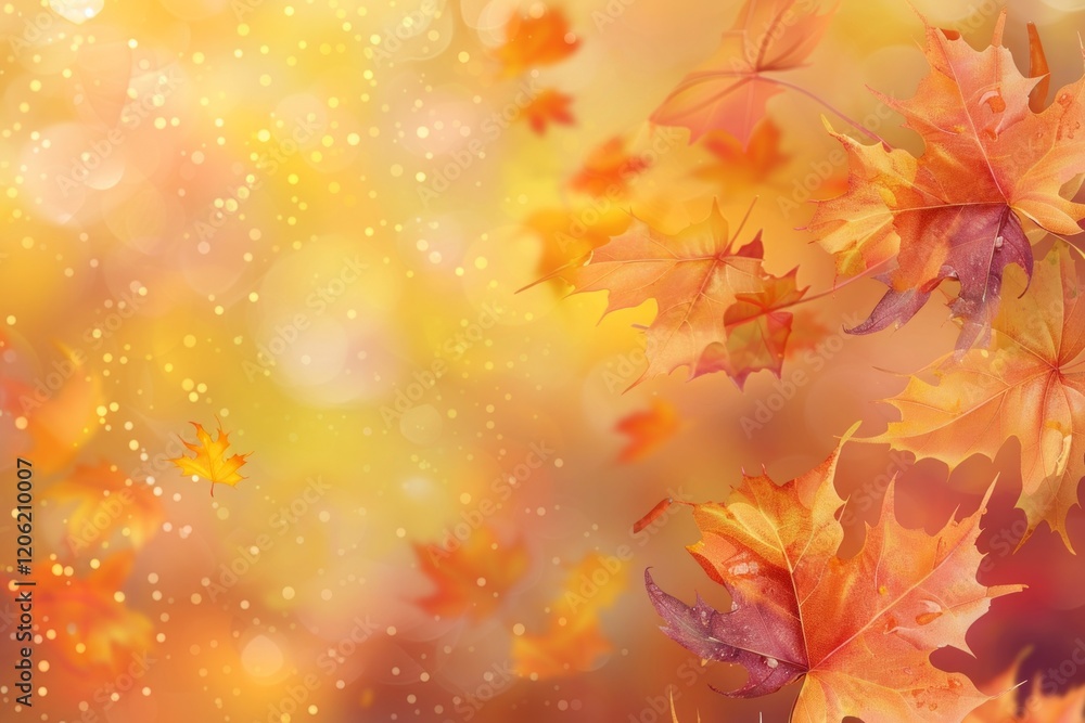 Orange fall leaves in park, autumn natural background. Neural network ai generated Orange fall leaves in park, autumn natural background. Neural network ai generated