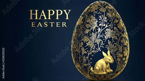 Happy Easter Poster. Rabbit and Egg concept. Aseason of rebirth and new beginnings. Easter celebrations poster art. 