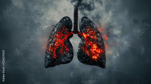 Tuberculosis Day poster. Lungs Respiratory Disease. Infected lungs. Space for writing.