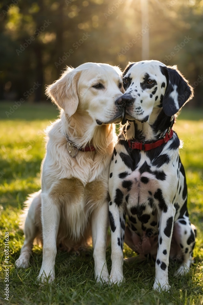 two adorable dogs a golden retriever and Kissing Days two adorable dogs a golden retriever and Kissing Days