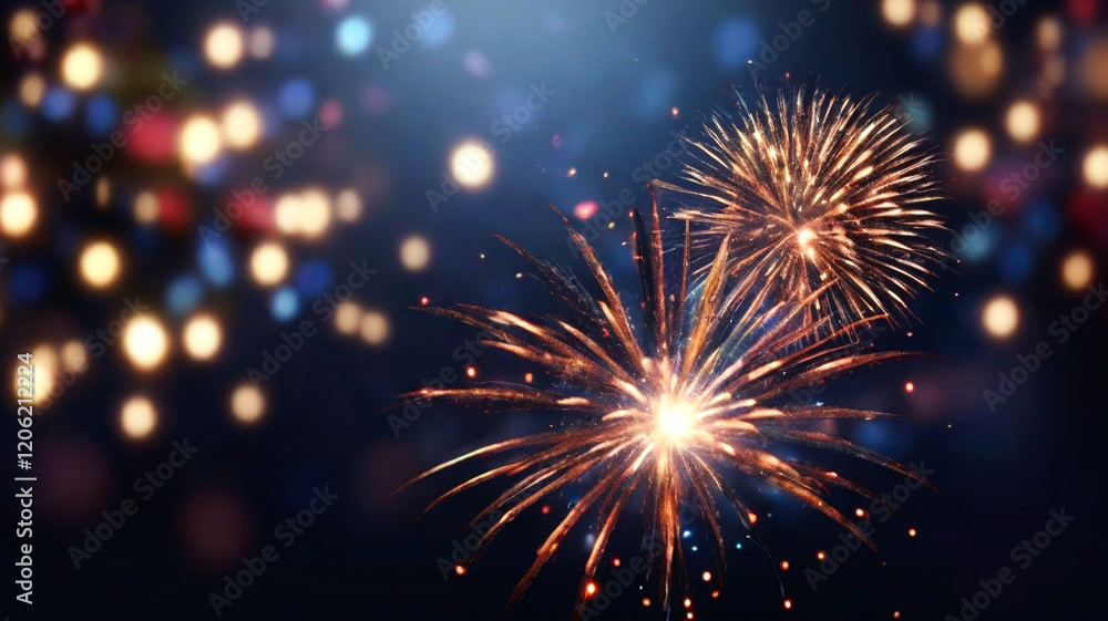 Fototapeta premium Festive Fireworks Night Celebration Lights