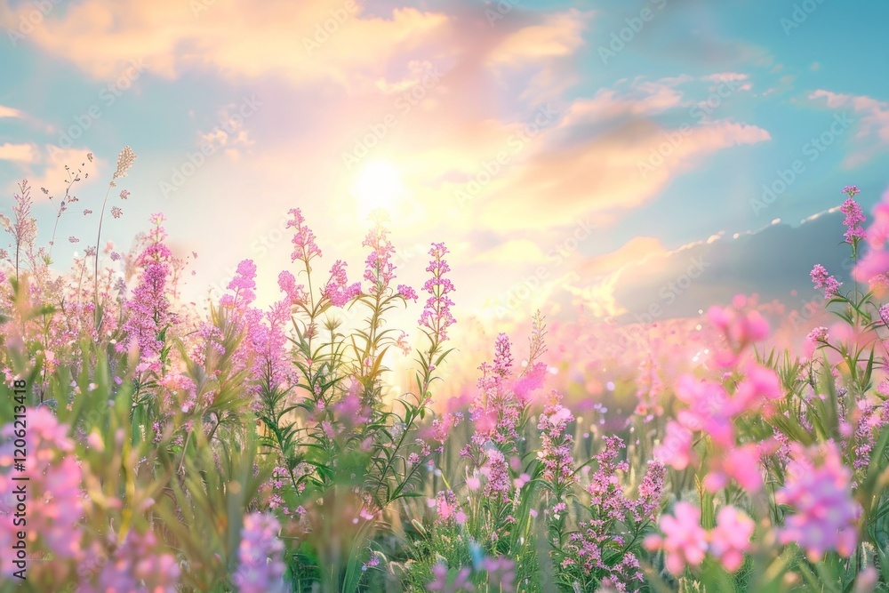 Purple lavender flowers on sunny beautiful nature spring background. Summer scene with fresh lavandula flower of lilac color. Neural network ai generated Purple lavender flowers on sunny beautiful nature spring background. Summer scene with fresh lavandula flower of lilac color. Neural network ai generated