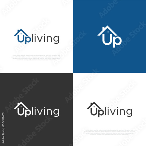 Up living letter up logo design vector