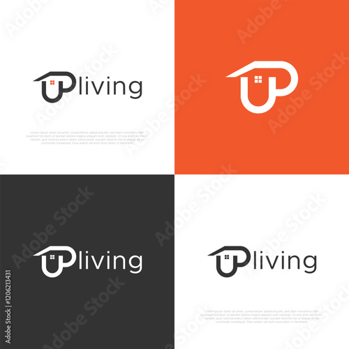 Up living letter up logo design vector