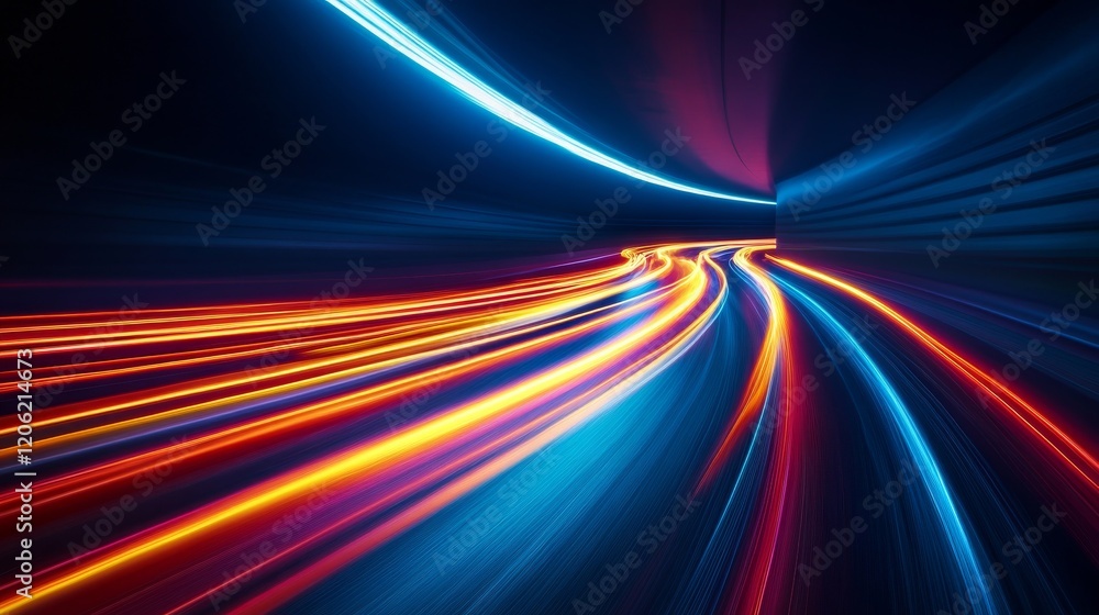 Vivid, multicolored light trails weave together in a dynamic display of motion and energy, symbolizing speed and modernity in an abstract, futuristic scene. Vivid, multicolored light trails weave together in a dynamic display of motion and energy, symbolizing speed and modernity in an abstract, futuristic scene.