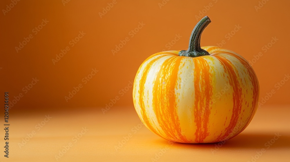 A lone pumpkin with a bright orange pattern stands prominently against a matching orange background, capturing the essence of autumn in a simple, bold style. A lone pumpkin with a bright orange pattern stands prominently against a matching orange background, capturing the essence of autumn in a simple, bold style.