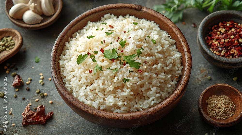 Hot white cooked rice steam bowl kitchen background mixed wooden spoon. Sticky rice after cooked. Asian Chinese Thai Japanese Indian traditional meal. Healthy antioxidant nature vegan food Hot white cooked rice steam bowl kitchen background mixed wooden spoon. Sticky rice after cooked. Asian Chinese Thai Japanese Indian traditional meal. Healthy antioxidant nature vegan food