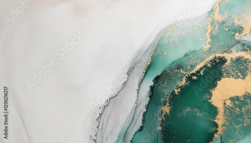 abstract emerald green and white marble texture with golden metallic accents, perfect for modern home decor or luxury branding designs

 photo