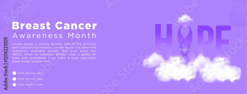World Cancer Awareness Day Landing page poster, Cancer day background HOPE with clouds and flowers