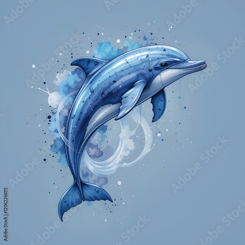 Wallpaper Mural A blue dolphin is leaping out of the water Torontodigital.ca