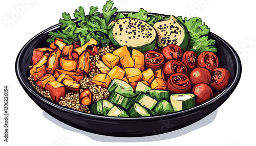 Colorful Bowl of Fresh Vegetables and Quinoa for Healthy Eating