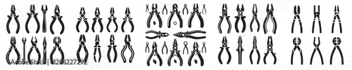 collection of pliers silhouette vector icons