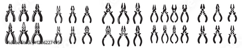 collection of pliers silhouette vector icons