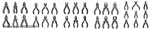 collection of pliers silhouette vector icons