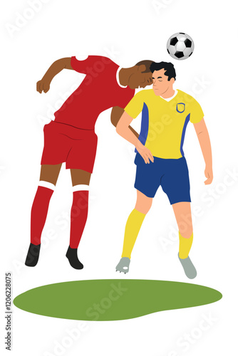 Soccer Players Having Head Injury Concussion Vector Illustration