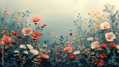 Enchanted Floral Meadow: A Serene Escape into Nature's Beauty