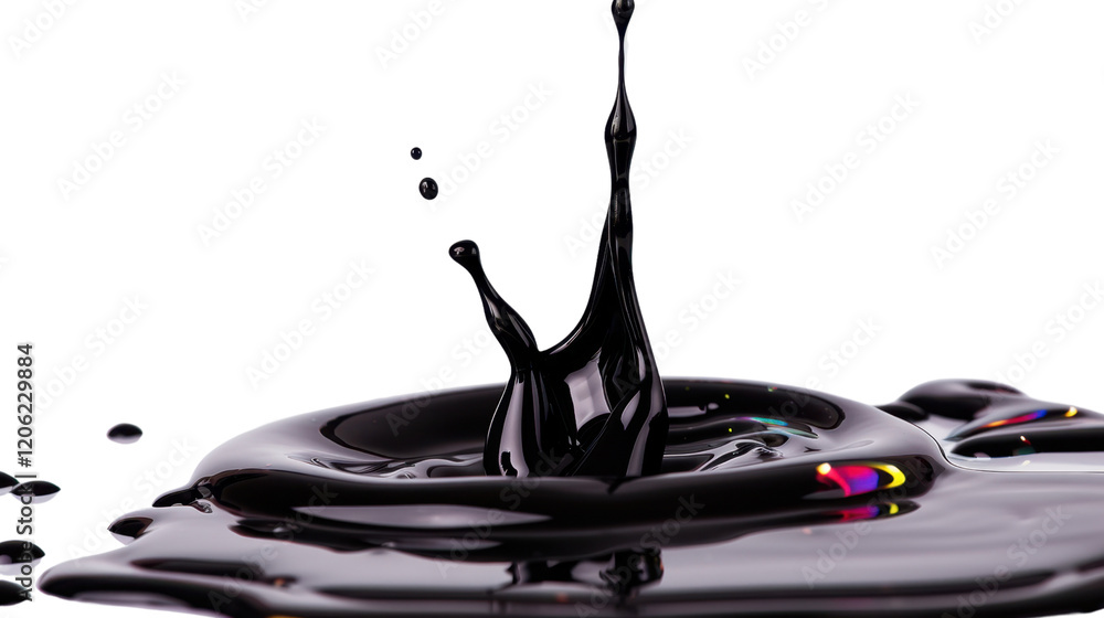 Melting drops colorful black paint on transparent background Melting drops colorful black paint on transparent background