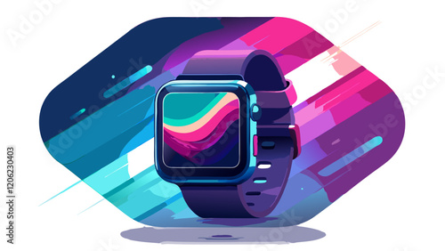 vector illustration of a modern digital smart watch