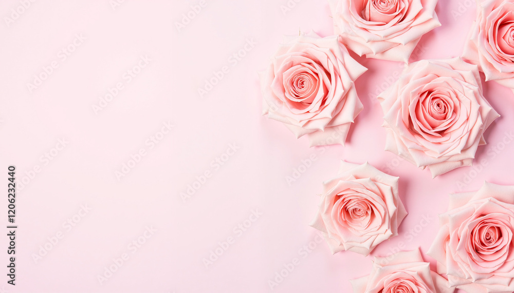 Delicate pink roses on soft background, symbol of beauty Delicate pink roses on soft background, symbol of beauty