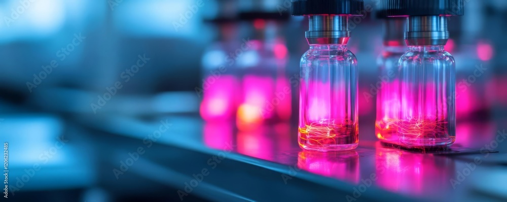 Plasma field glowing in an experiment to visualize ionized conductivity Plasma field glowing in an experiment to visualize ionized conductivity