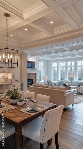 Elegant open concept living area featuring modern furniture and natural lighting