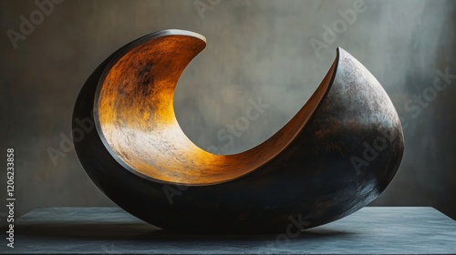 Elegant curved sculpture illuminated by soft light showcases artistic craftsm...