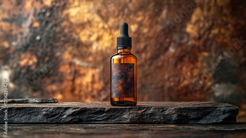 Natural skincare serum displayed on marble countertop in bright, minimalist i...