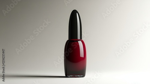 Glossy red nail polish bottle on a neutral background capturing elegant desig...