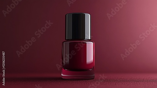 Glossy red nail polish bottle on a neutral background capturing elegant desig...