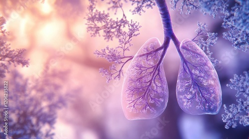 Detailed Illustration of Human Lungs and Alveoli