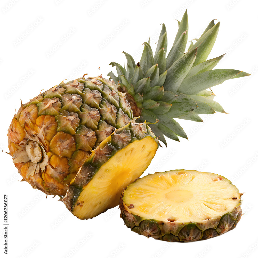 Pineapple and Slices on Transparent Background. PNG Pineapple and Slices on Transparent Background. PNG