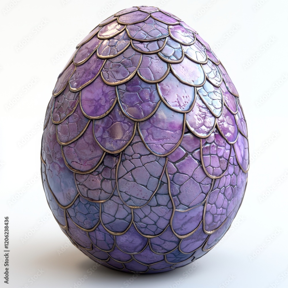 A resplendent, scaly egg adorned with a blend of deep purple and soft pink, reminiscent of mythical dragon eggs