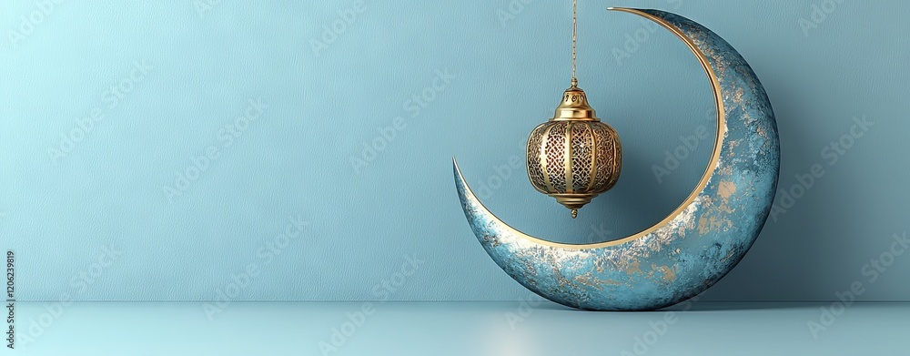 Elegant Turquoise-Accented Decorative Lanterns Set Against a Soft Blue Background Elegant Turquoise-Accented Decorative Lanterns Set Against a Soft Blue Background