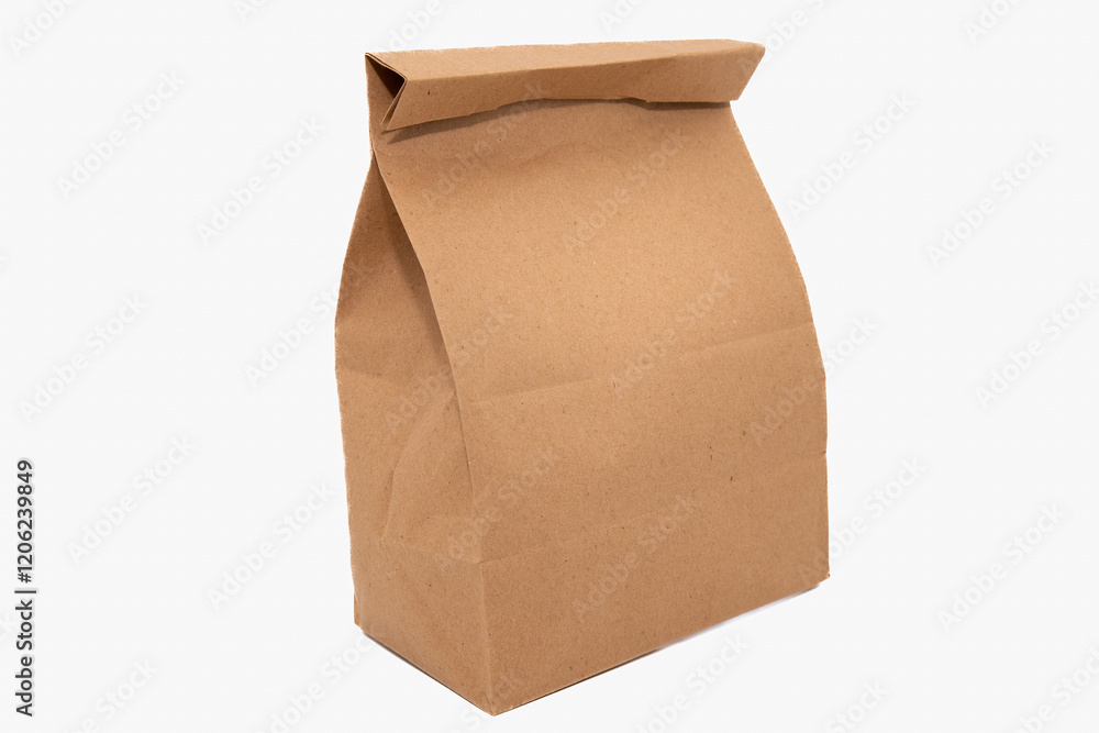 Closed Craft Paper Bag on White Background – Eco-Friendly Packaging Closed Craft Paper Bag on White Background – Eco-Friendly Packaging
