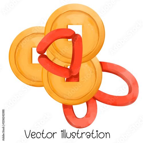 Gold coins for Chinese New Year decoration vector